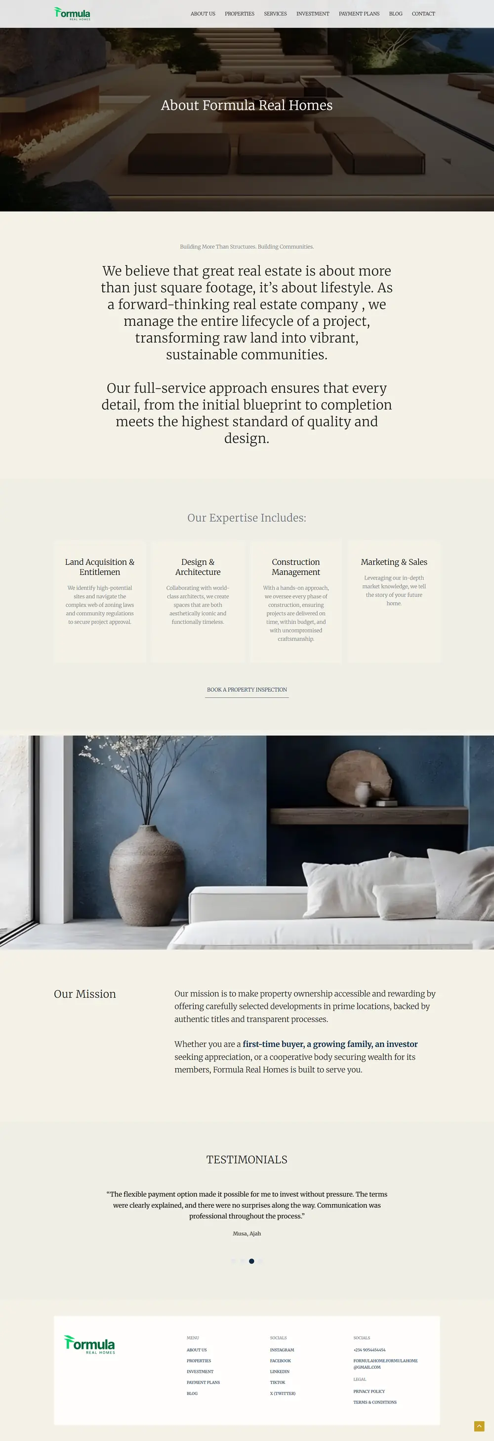 Formula Homes about page