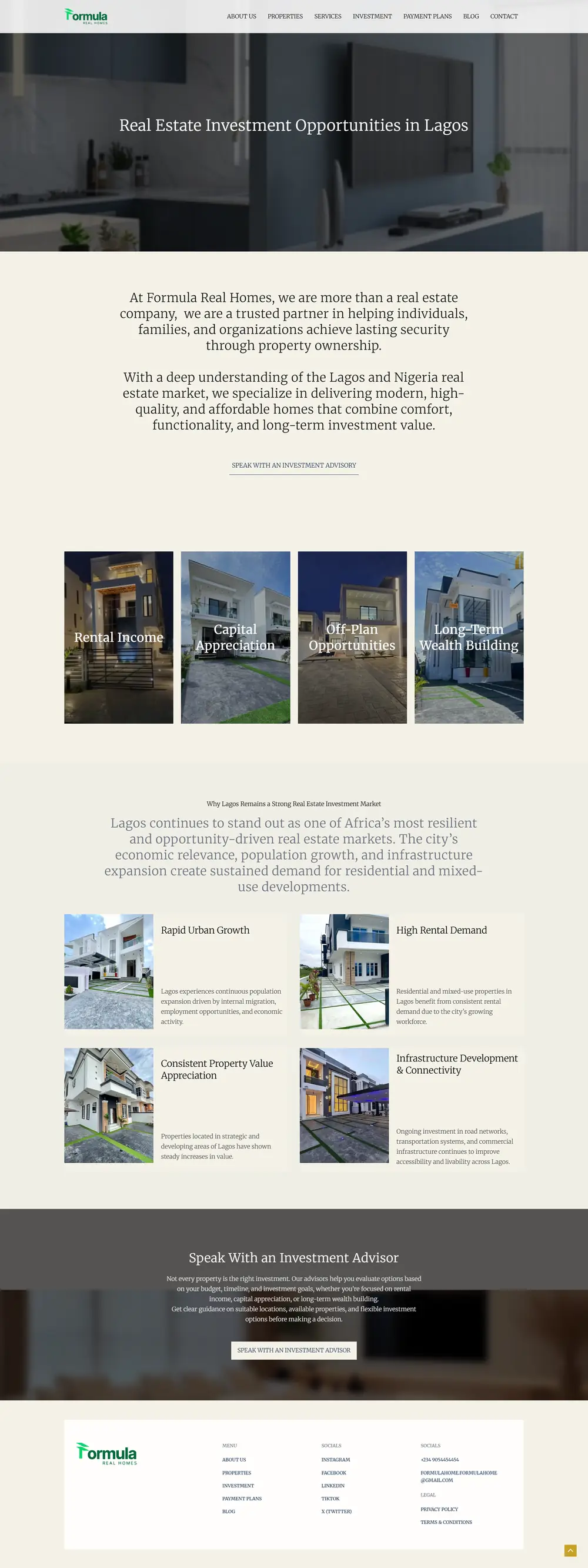 Formula Homes investment page