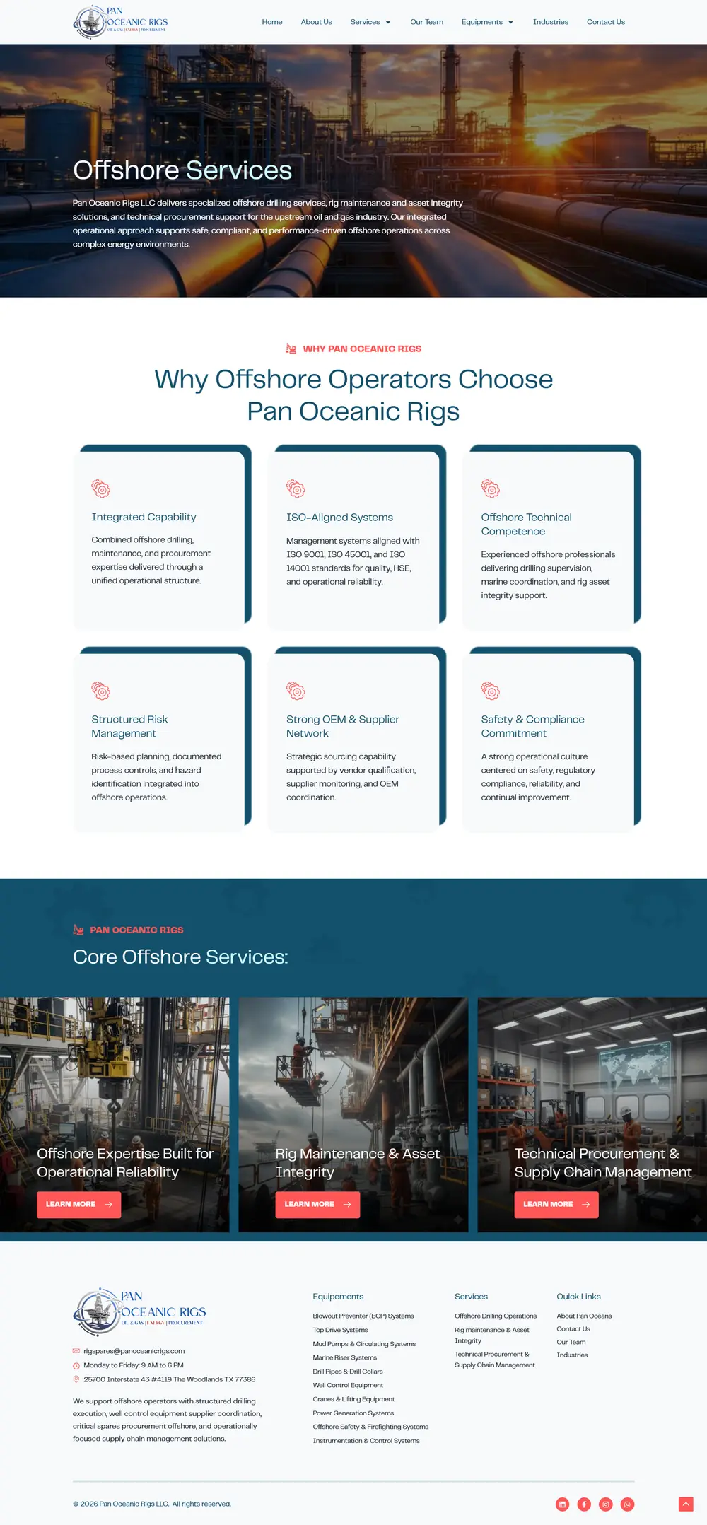 Pan Oceanic Rigs services page